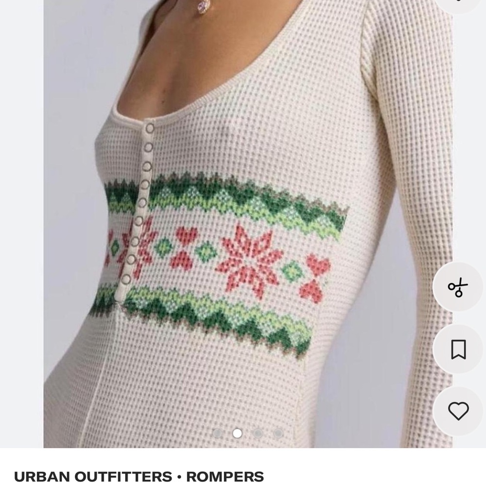 Urban Outfitters Cream sleep romper with Festive Pattern